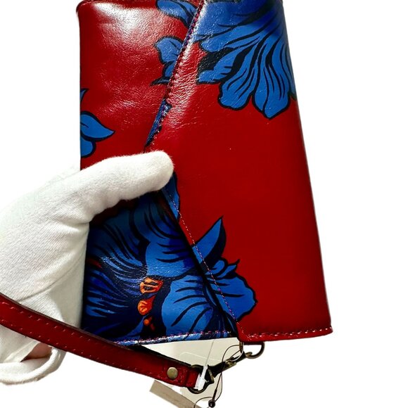 NWT Patricia Nash Kaisa Leather Clutch Wallet Wristlet – Grecian Rose Blue/Red - Picture 11 of 13